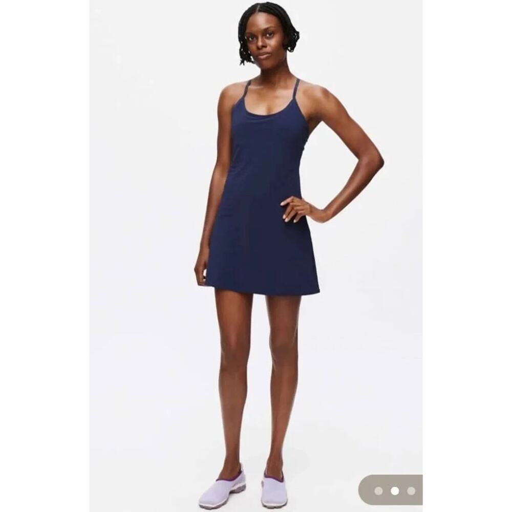 Woman OUTDOOR VOICES Navy Blue‎ Sleeveless Racerback Exercise Dress SMALL